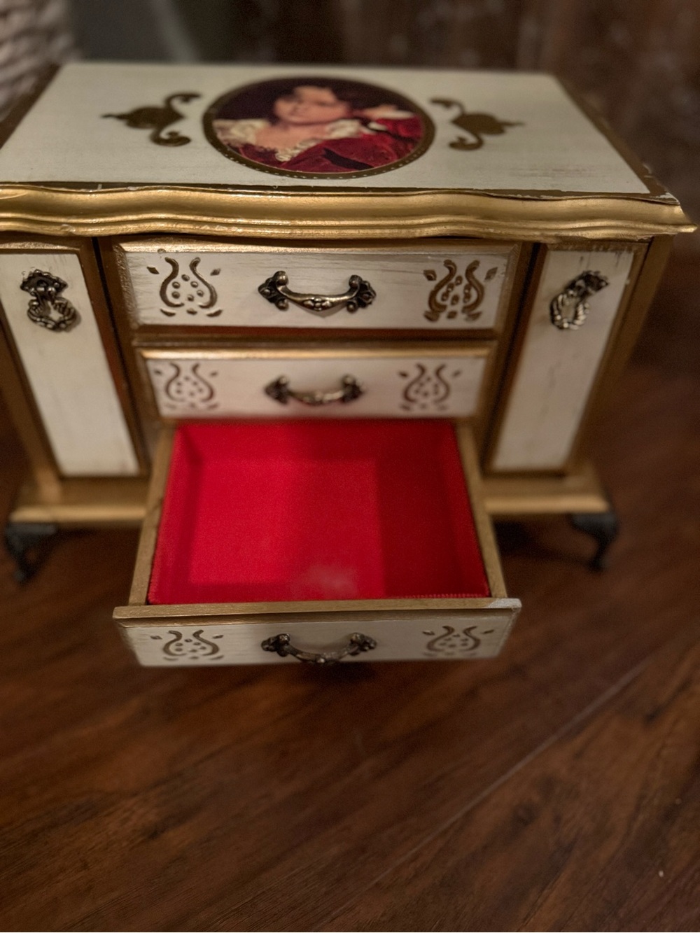 Vintage 1970s Florentine-Style Wooden Musical Jewelry Box With Original PriceTag - Picture 14 of 16
